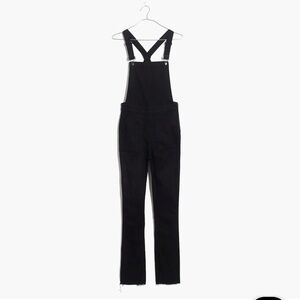 Madewell Cali Demi Boot Cross Back Overalls in Black Frost Size S